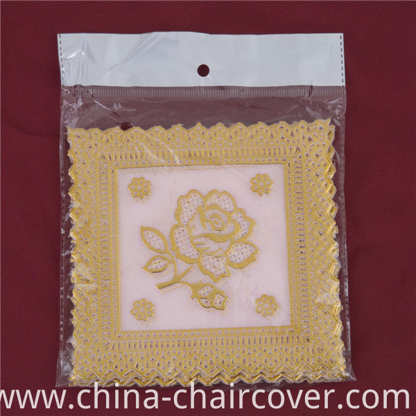 12.5*12.5cm Square Shape Blue Gold PVC Lace Tablemat Cheap Factory Wholesale